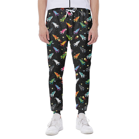 Pixel Spaceships Pattern Print Scuba Joggers