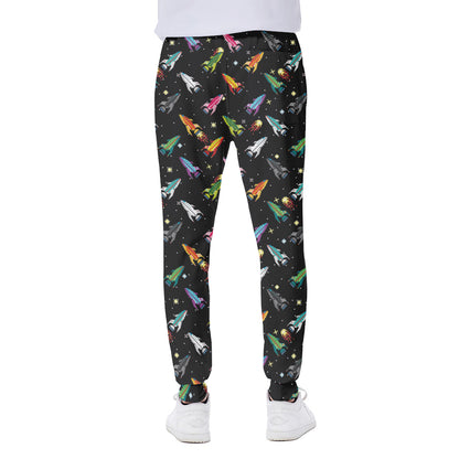 Pixel Spaceships Pattern Print Scuba Joggers