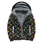 Pixel Spaceships Pattern Print Sherpa Lined Zip Up Hoodie