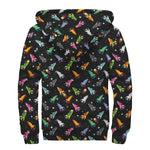 Pixel Spaceships Pattern Print Sherpa Lined Zip Up Hoodie