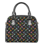 Pixel Spaceships Pattern Print Shoulder Handbag