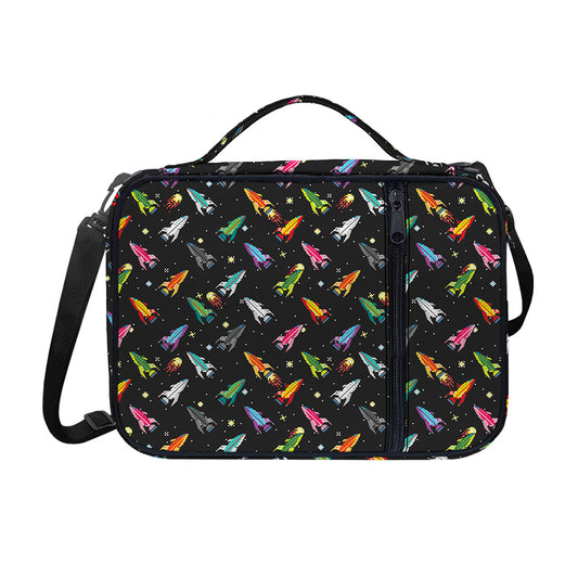 Pixel Spaceships Pattern Print Shoulder Strap Bible Bag