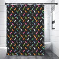 Pixel Spaceships Pattern Print Shower Curtain