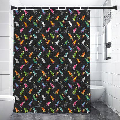 Pixel Spaceships Pattern Print Shower Curtain