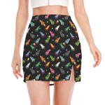Pixel Spaceships Pattern Print Side Slit Mini Skirt