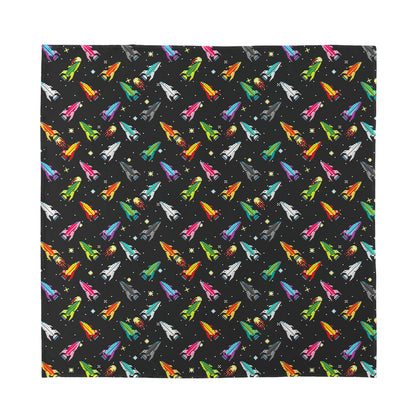 Pixel Spaceships Pattern Print Silk Bandana