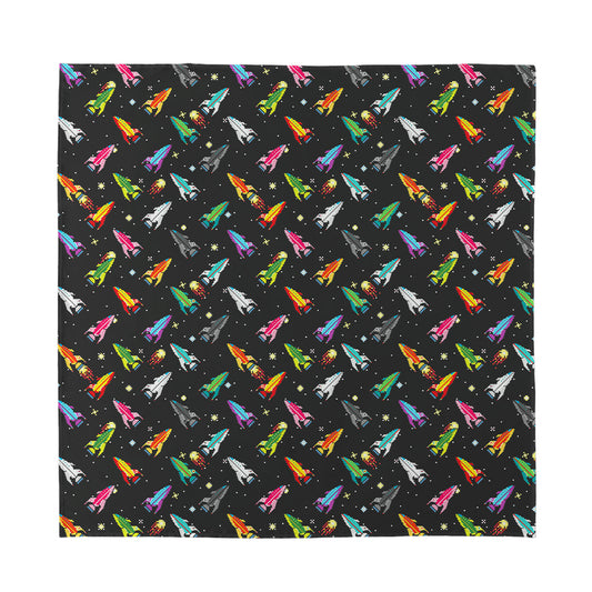 Pixel Spaceships Pattern Print Silk Bandana