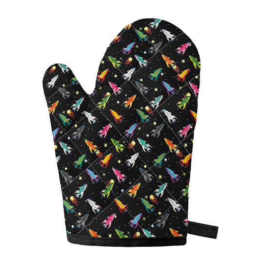 Pixel Spaceships Pattern Print Single Oven Mitt