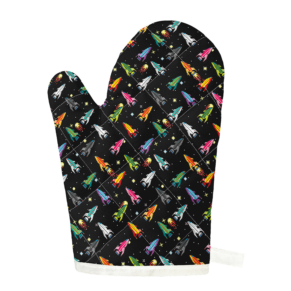 Pixel Spaceships Pattern Print Single Oven Mitt