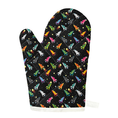 Pixel Spaceships Pattern Print Single Oven Mitt