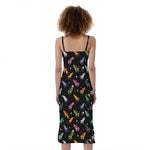 Pixel Spaceships Pattern Print Slim Fit Midi Cami Dress
