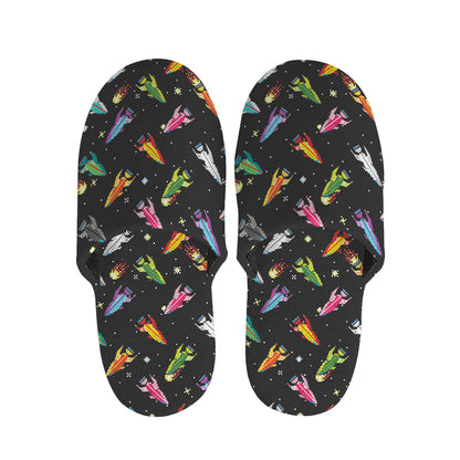 Pixel Spaceships Pattern Print Slippers