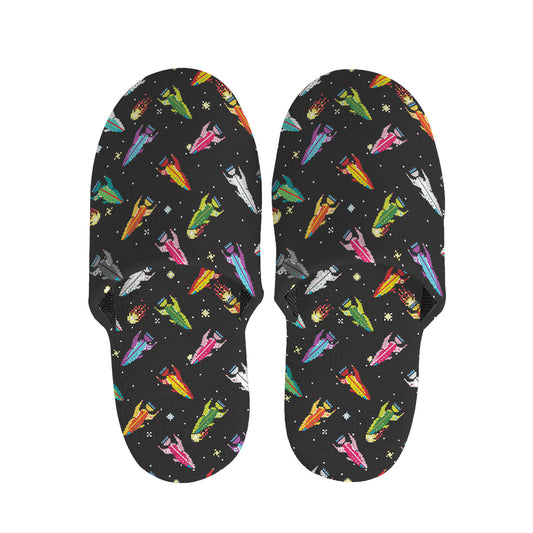 Pixel Spaceships Pattern Print Slippers