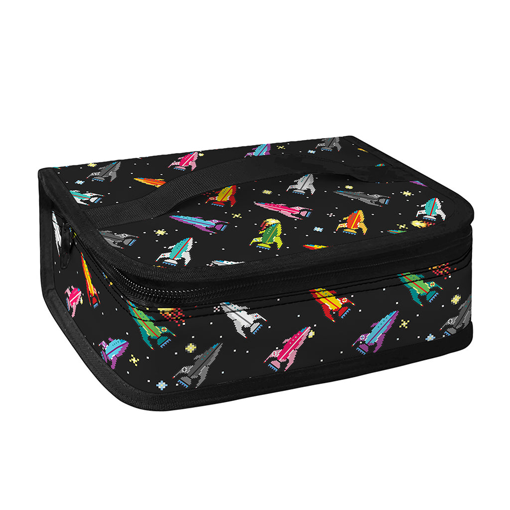 Pixel Spaceships Pattern Print Small Lunch Bag