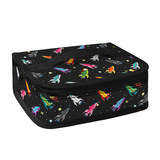 Pixel Spaceships Pattern Print Small Lunch Bag