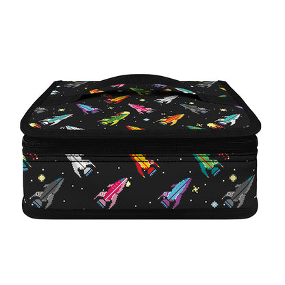 Pixel Spaceships Pattern Print Small Lunch Bag