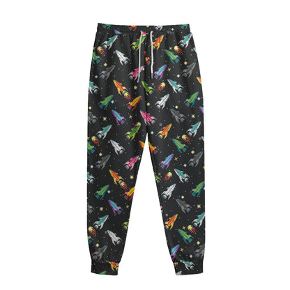 Pixel Spaceships Pattern Print Sweatpants