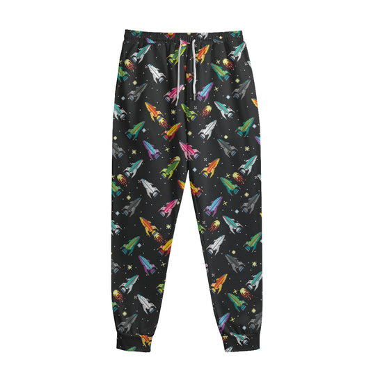 Pixel Spaceships Pattern Print Sweatpants