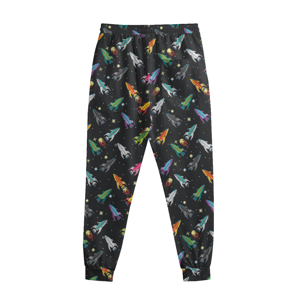 Pixel Spaceships Pattern Print Sweatpants