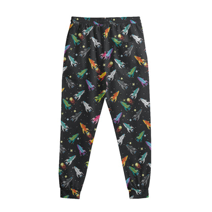 Pixel Spaceships Pattern Print Sweatpants