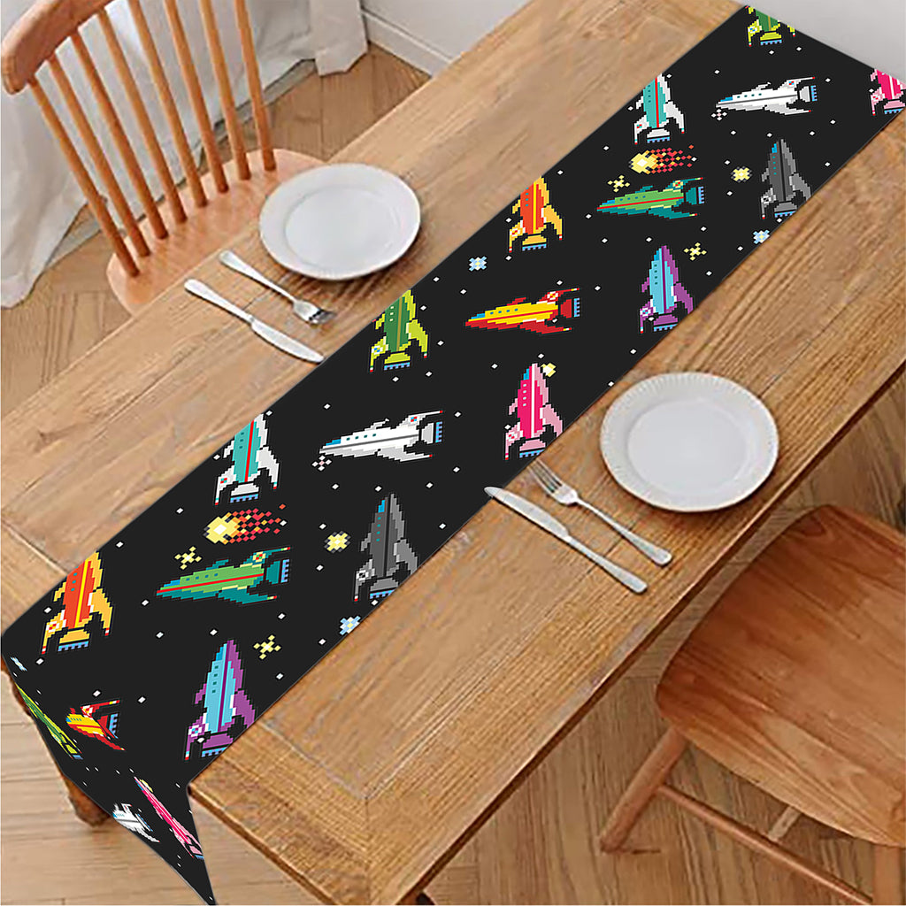 Pixel Spaceships Pattern Print Table Runner