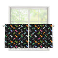 Pixel Spaceships Pattern Print Tier Curtains