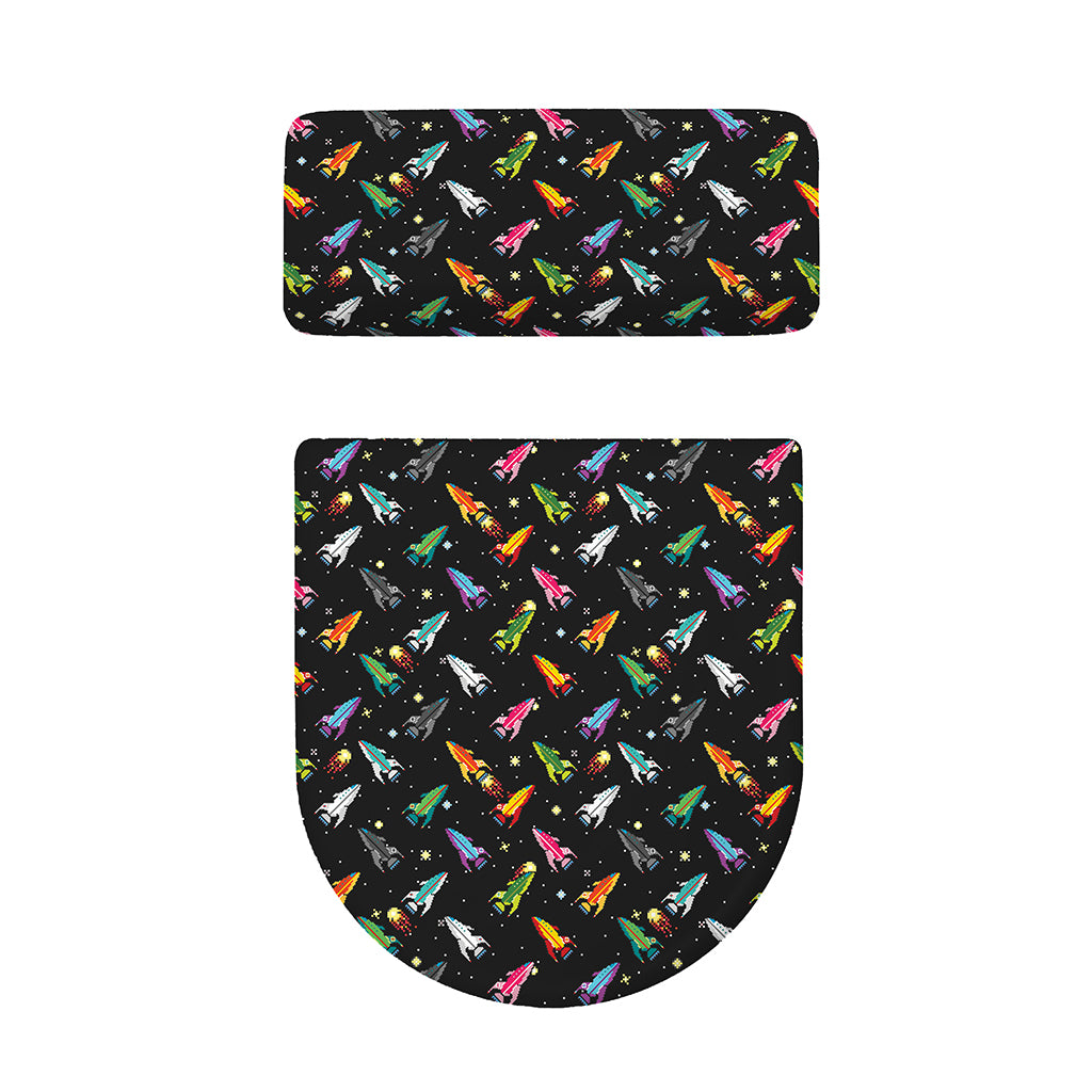 Pixel Spaceships Pattern Print Toilet Lid And Tank Cover Set