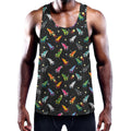 Pixel Spaceships Pattern Print Men's Workout Tank Top