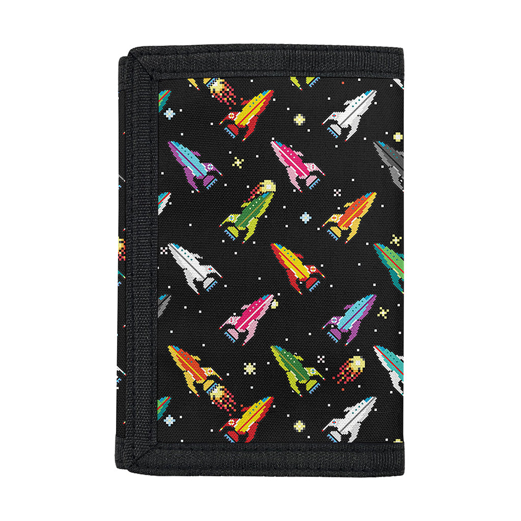 Pixel Spaceships Pattern Print Trifold Wallet