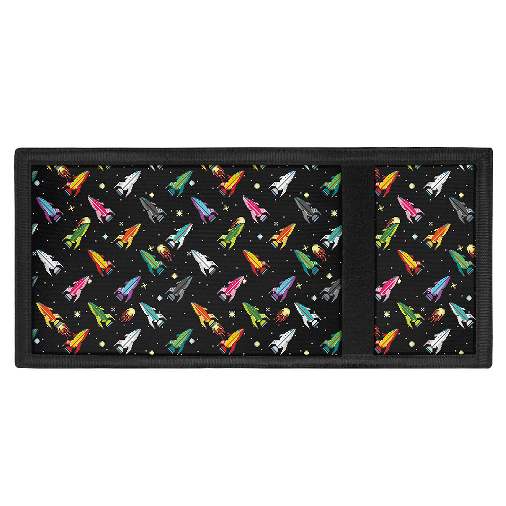 Pixel Spaceships Pattern Print Trifold Wallet