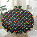 Pixel Spaceships Pattern Print Waterproof Round Tablecloth
