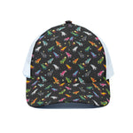 Pixel Spaceships Pattern Print White Mesh Trucker Cap