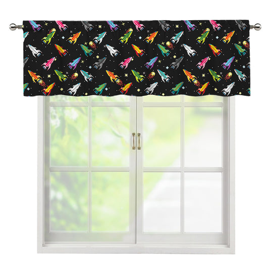 Pixel Spaceships Pattern Print Window Valance