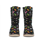 Pixel Spaceships Pattern Print Winter Boots