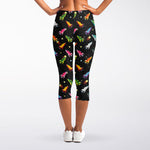Pixel Spaceships Pattern Print Women's Capri Leggings