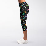 Pixel Spaceships Pattern Print Women's Capri Leggings