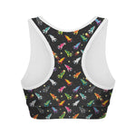 Pixel Spaceships Pattern Print Women's Sports Bra