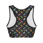 Pixel Spaceships Pattern Print Women's Sports Bra