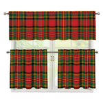 Pixel Stewart Scottish Tartan Print 3 Piece Kitchen Curtains