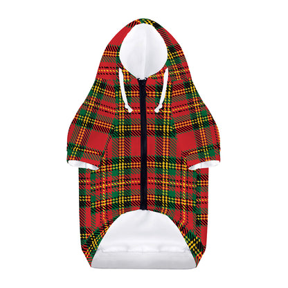 Pixel Stewart Scottish Tartan Print Dog Zip Up Hoodie