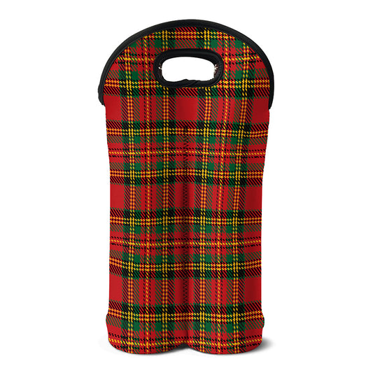 Pixel Stewart Scottish Tartan Print Double Neoprene Wine Tote