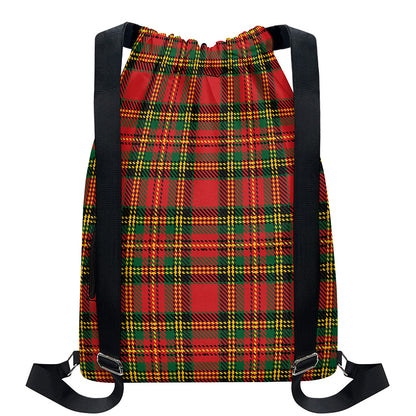 Pixel Stewart Scottish Tartan Print Drawstring Backpack