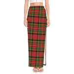 Pixel Stewart Scottish Tartan Print High Slit Maxi Skirt