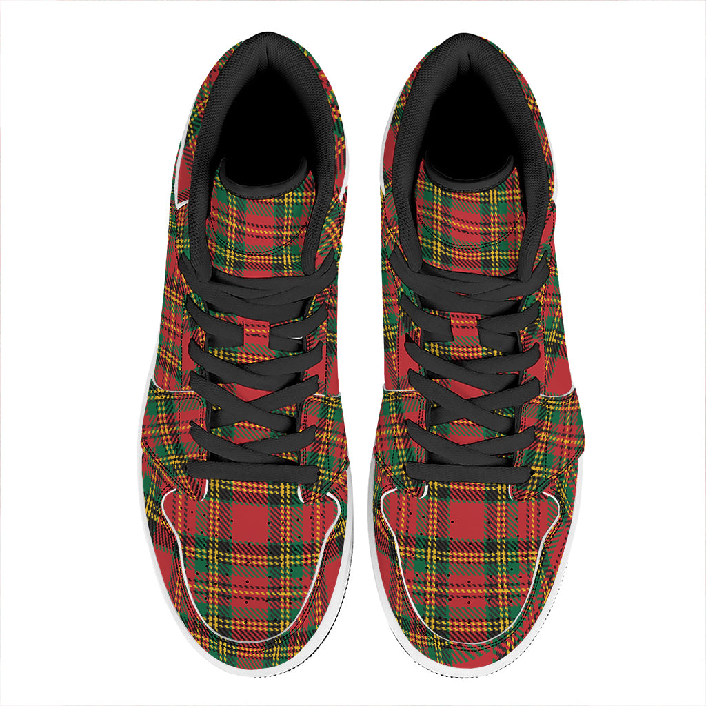 Pixel Stewart Scottish Tartan Print High Top Leather Sneakers