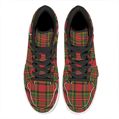 Pixel Stewart Scottish Tartan Print High Top Leather Sneakers