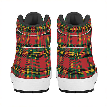Pixel Stewart Scottish Tartan Print High Top Leather Sneakers
