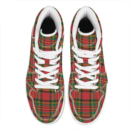 Pixel Stewart Scottish Tartan Print High Top Leather Sneakers