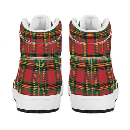 Pixel Stewart Scottish Tartan Print High Top Leather Sneakers