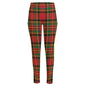 Pixel Stewart Scottish Tartan Print High-Waisted Pocket Leggings