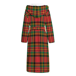 Pixel Stewart Scottish Tartan Print Hooded Bathrobe